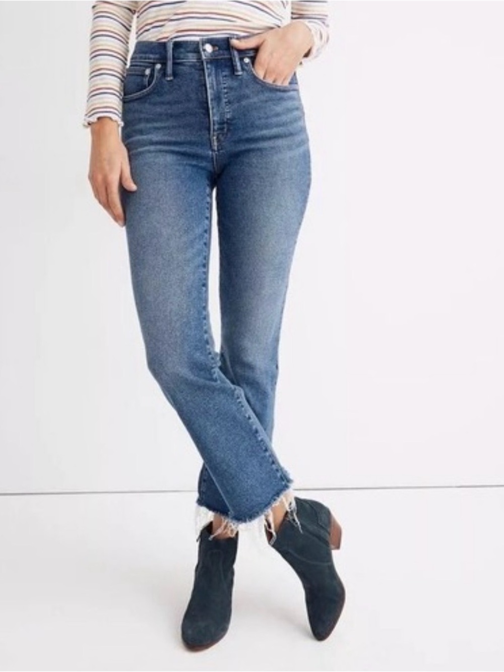 Madewell Medium Blue High-Rise Cropped Straight Jeans 29